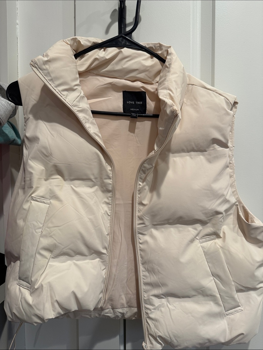 Love Tree Ivory Quilted Puffer Vest